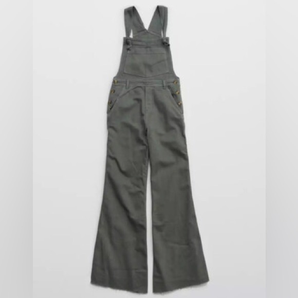 Aerie wide leg denim overalls in grey - Picture 1 of 7